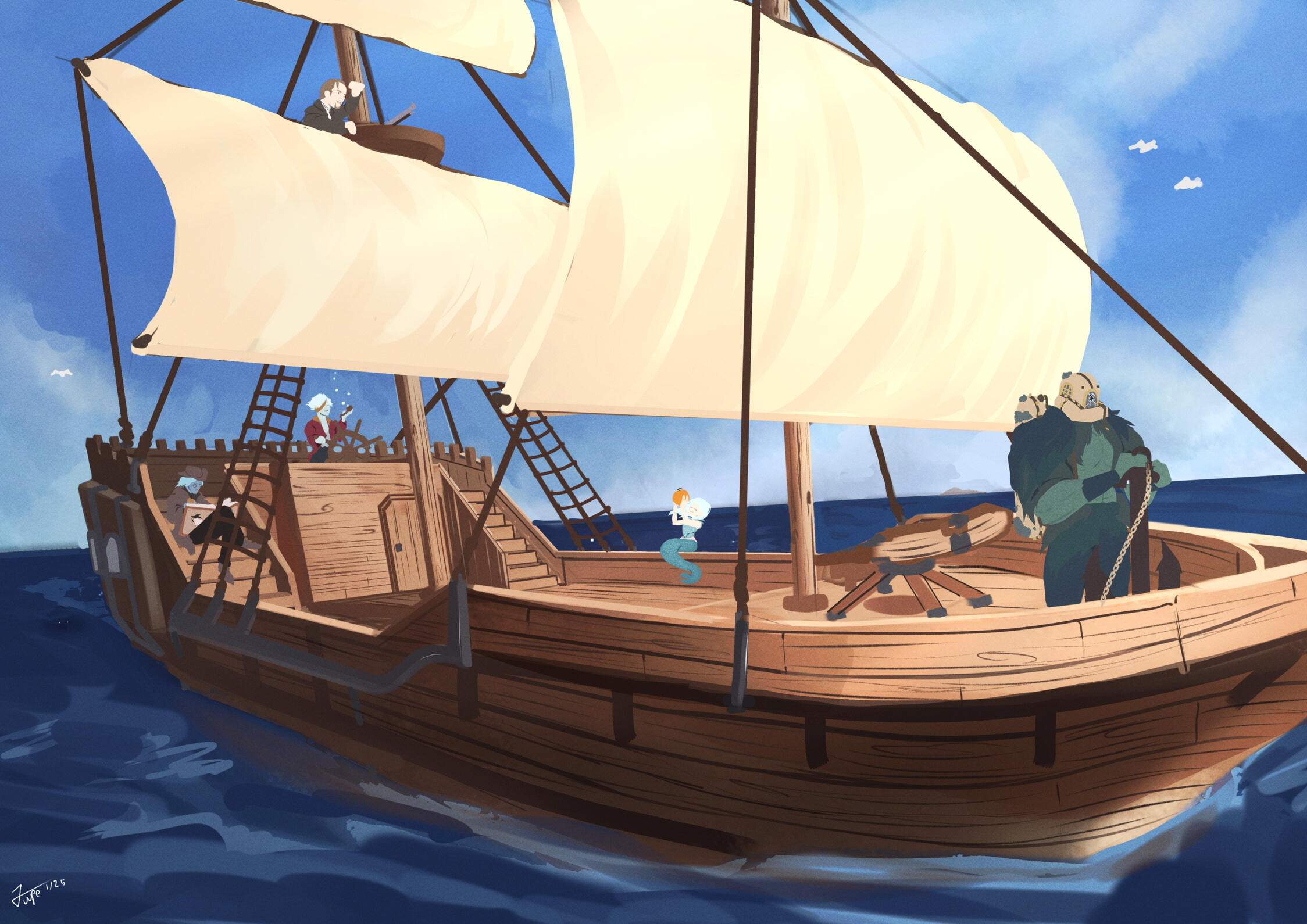 Crew of Hangman's Desire - D&D Illustration